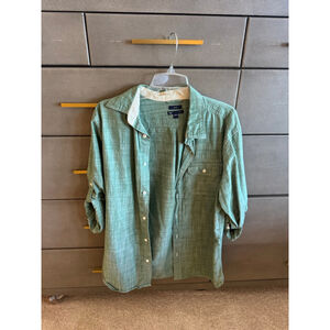 Gap Mens Green Chambray Slim Fit Button Down Shirt Large